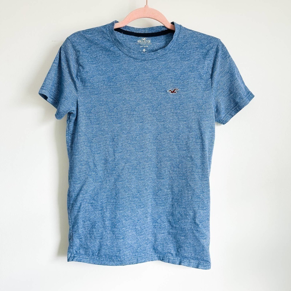Hollister Cerulean Blue Spacedye Must have collection Basic Cotton Tee Shirt XS - Picture 1 of 3